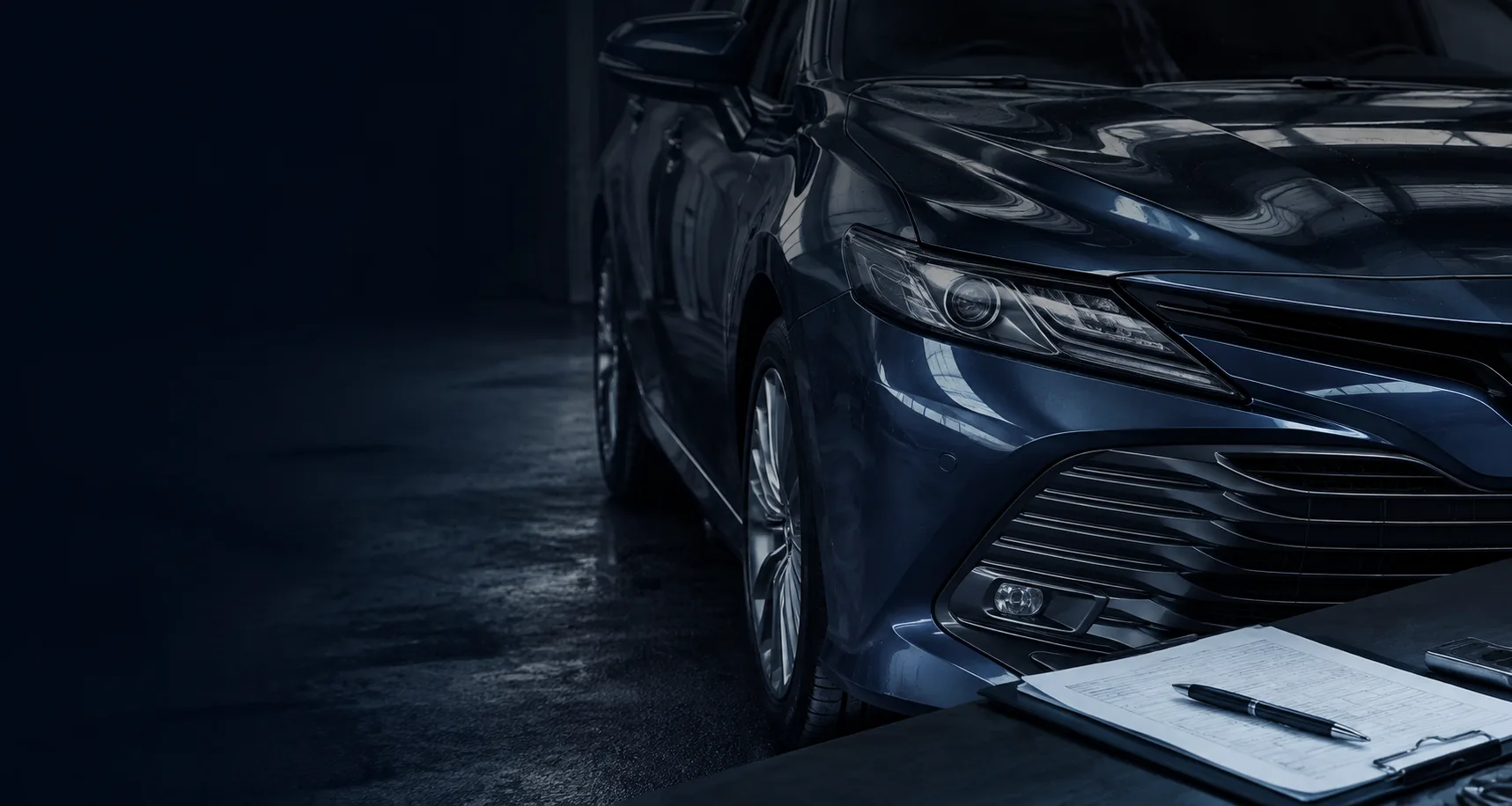 Toyota jármű részlet, navy tónusban
